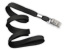 Black 1/2"  Flat Braid Woven Lanyard W/ Nickel-Plated Steel Bulldog Clip