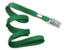 Green 3/8" (10 Mm) Flat Braid Woven Lanyard W/ Nickel-Plated Steel Bulldog Clip
