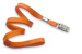 Orange 3/8" (10 Mm) Flat Braid Woven Lanyard W/ Nickel-Plated Steel Bulldog Clip