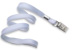 White 3/8" (10 Mm) Flat Braid Woven Lanyard W/ Nickel-Plated Steel Bulldog Clip