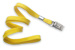 Yellow 3/8" (10 Mm) Flat Braid Woven Lanyard W/ Nickel-Plated Steel Bulldog Clip